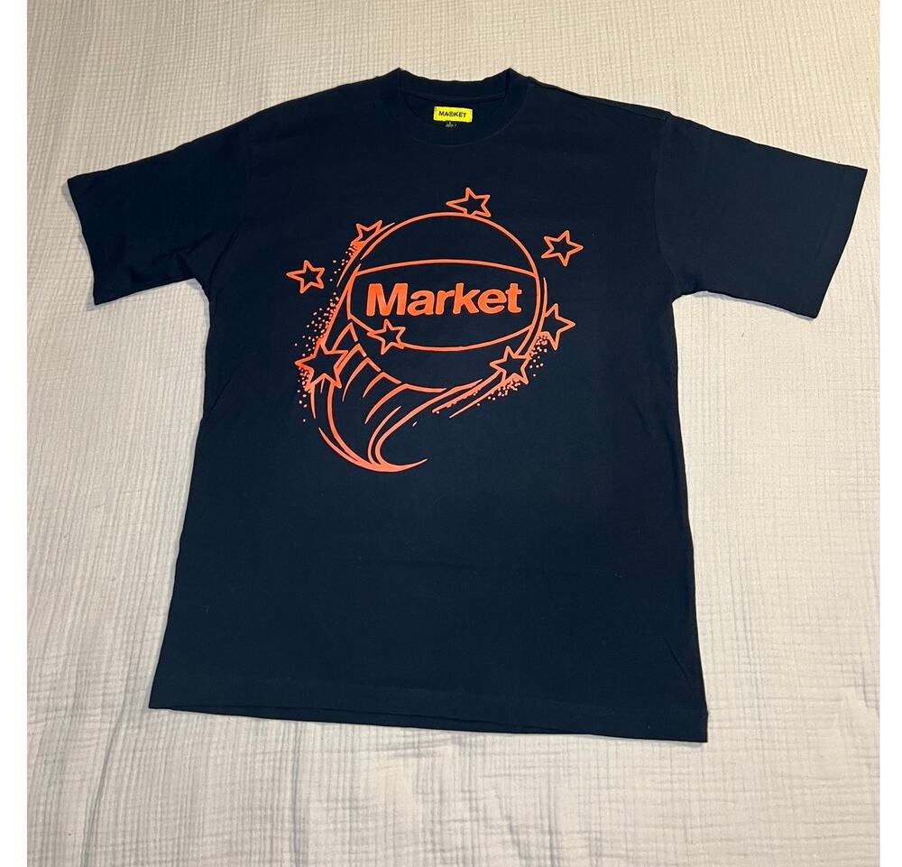 Market Studios Black Basketball T-Shirt Large Hypebeast NWOT  (B130176)